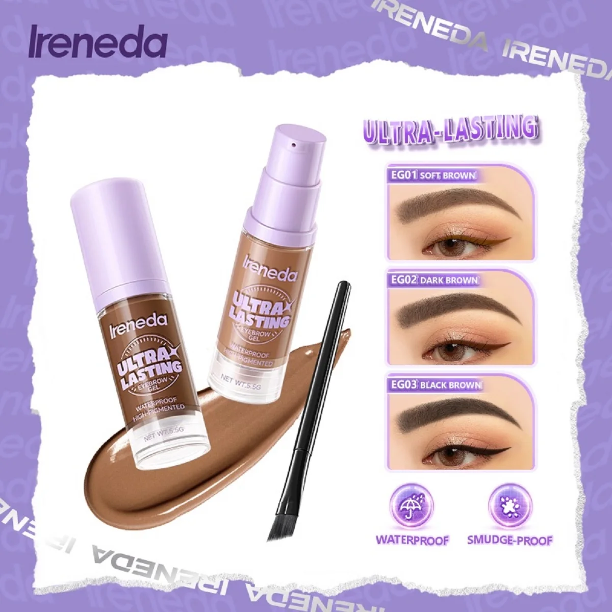 Top Trends: Ireneda Multi-function Eyebrow Gel Waterproof High Pigment Eye Brow Cream Lasting Eyebrow Enhancers Makeup Cosmetics With Brush Shoppable Styles