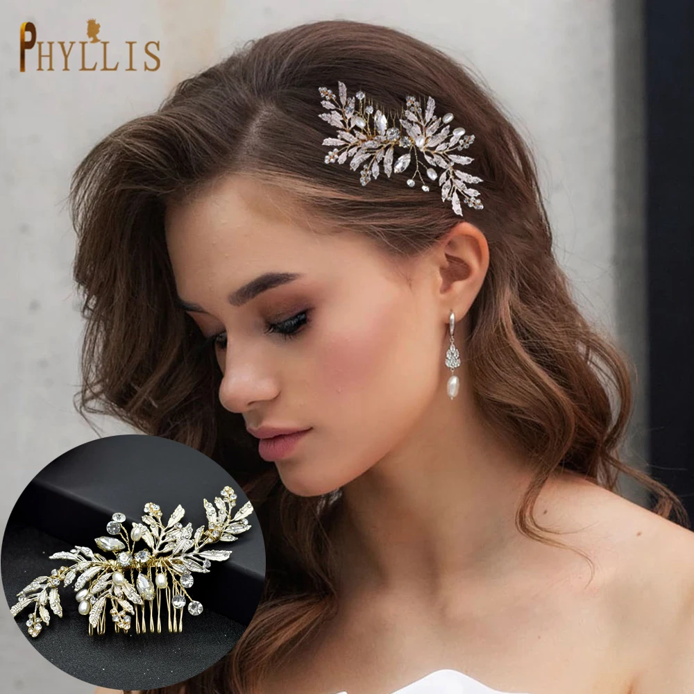 Top Trends: A83 Fashion Wedding Hair Accessories Alloy Leaves Bridal Hair Clips For Women Headpieces Handmade Rhinestone Bride Headdress Shoppable Styles