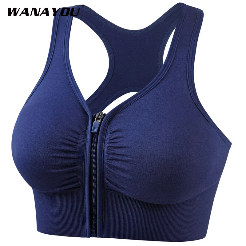 Top Trends: WANAYOU Large Size Sports Bra Women Gym Push Up Running Yoga Bra Crop Tops Fitness Zipper High Impact Vest Underwear Shoppable Styles