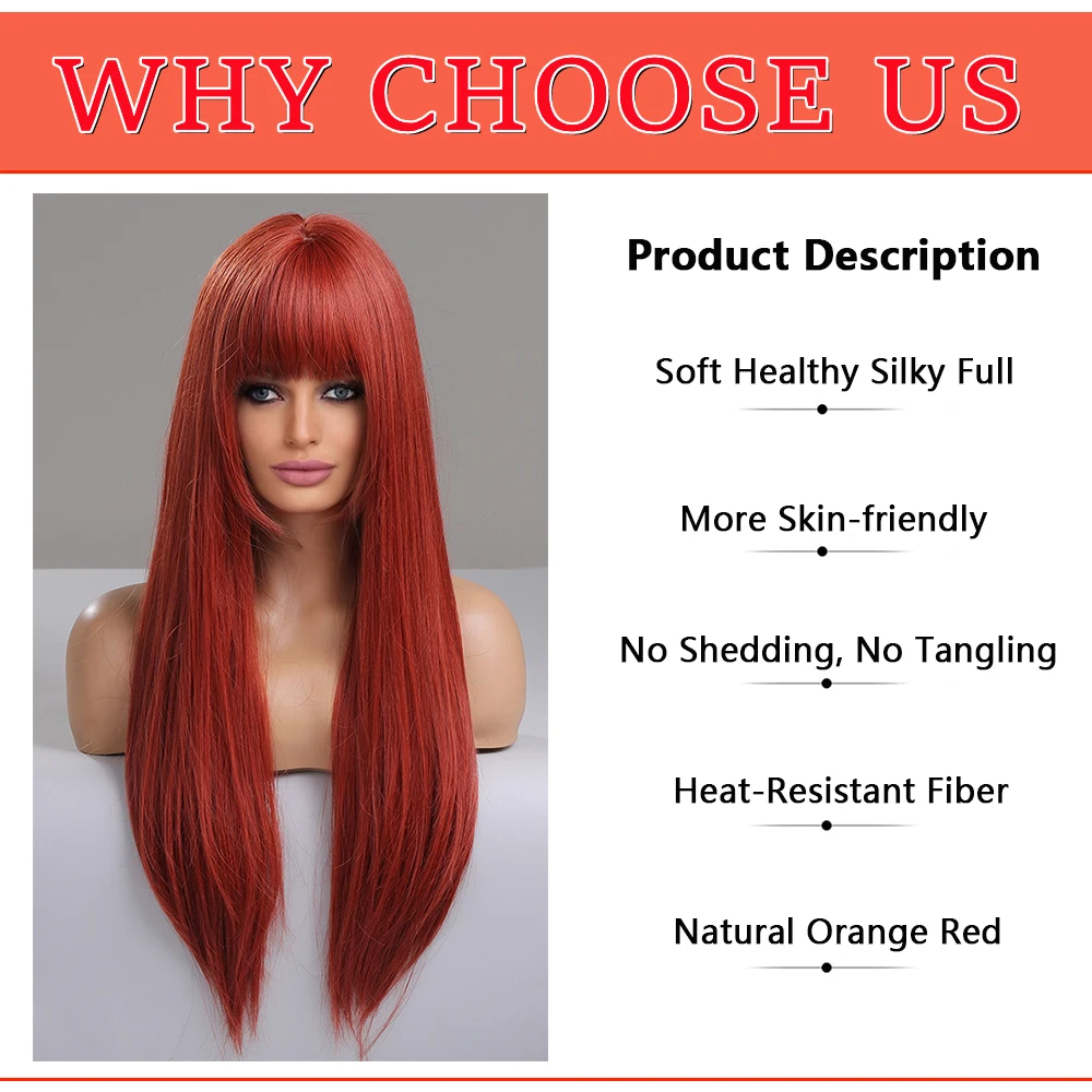 Top Trends: Cosplay Makima Wigs Orange Red Ombre Long Straight Wigs For Women Synthetic Wigs With Bangs Heat Resistant Fiber WigsHair Shoppable Styles - Image 2