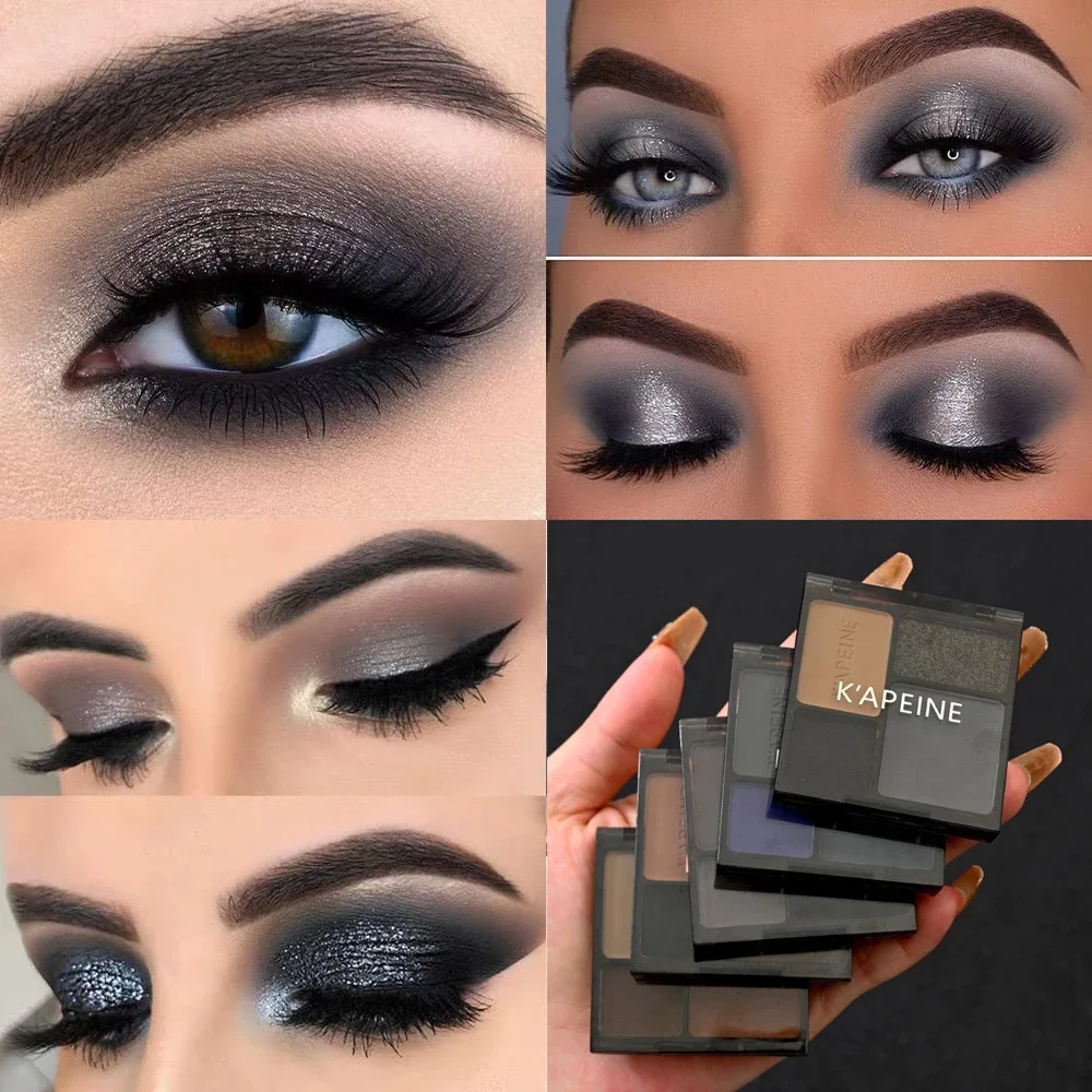 Top Trends: Black Smokey Gray Silver Glitter Shimmer Eye Makeup Palette 4 Colors Cool Toned Matte Make Up Black Radiance Eyeshadow Palette Shoppable Styles