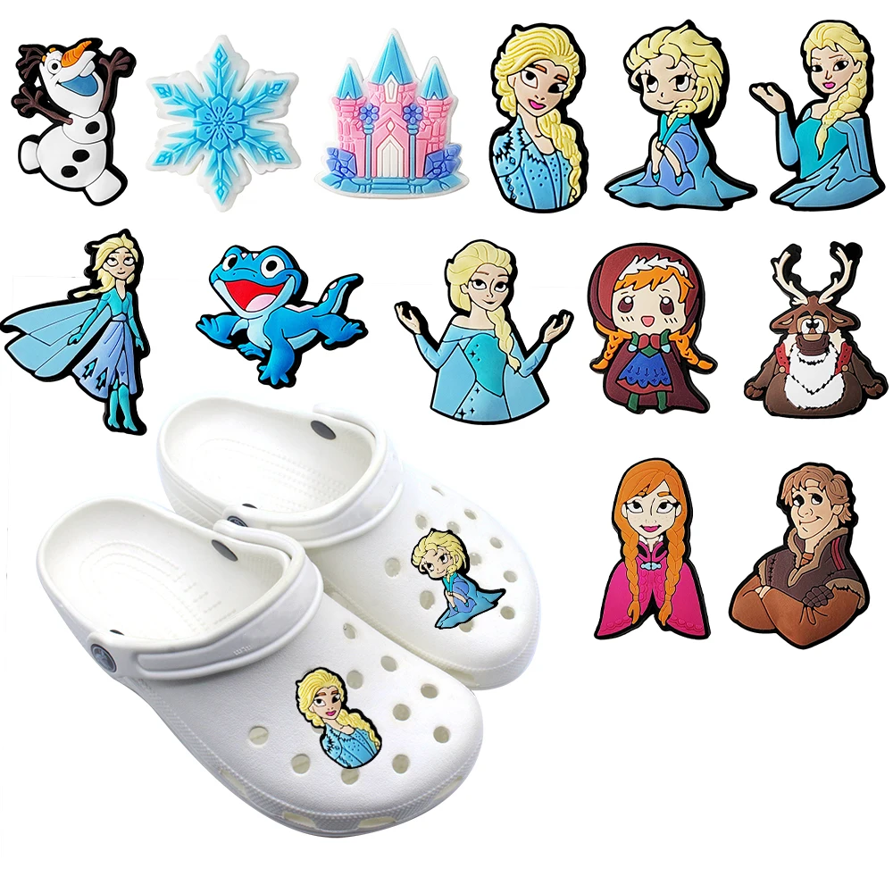 Top Trends: 1pcs Shoe Charms Frozen Shoe Accessories Decoration For Anna Elsa Olaf Shoes Charm Buckle Kids Party Xmas Girls Shoppable Styles