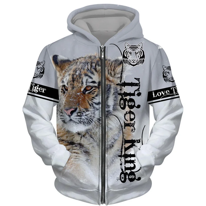 Top Trends: 3D Tiger Pattern Printed Sweatshirts For Men Fashion Trend Zip Hoodie Funny Hip Hop Harajuku Oversized Pullover Y2k Hooded Shirt Shoppable Styles