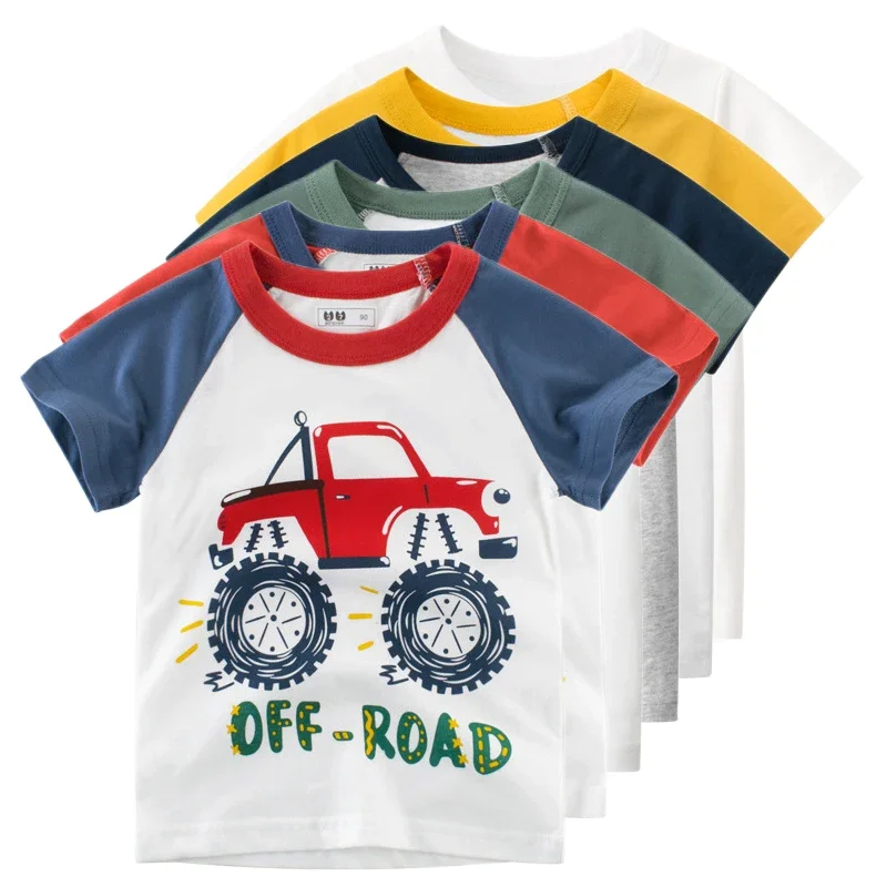 Top Trends: 2-10Years Cartoon Car Print Boys Girls T Shirt Summer Children Kids Clothes Shorts Sleeve O-Neck Cotton Tops Tees Dropshipping Shoppable Styles