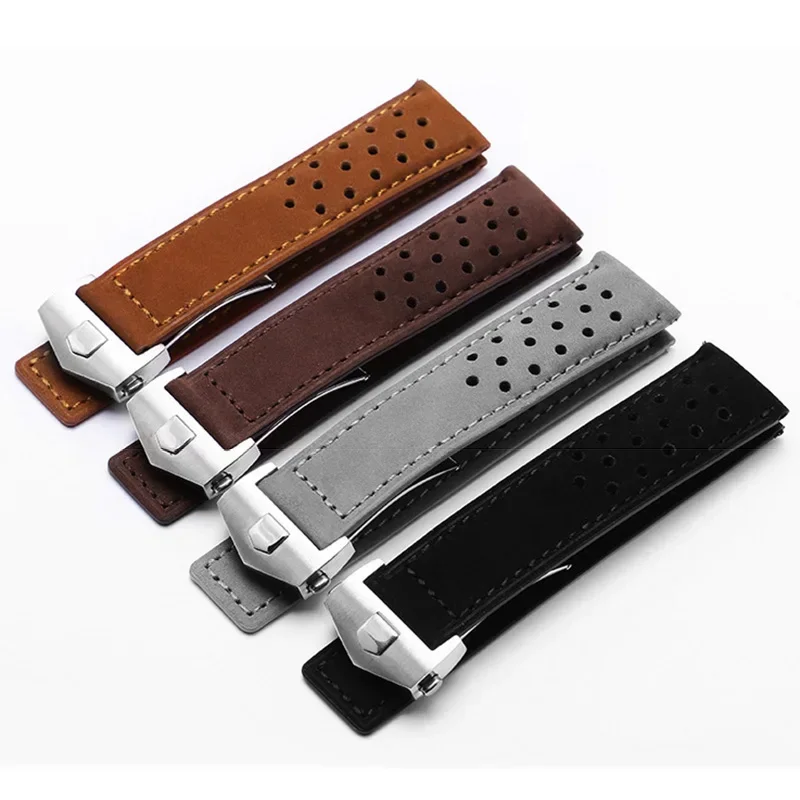 Top Trends: New 20 22 24mm Matte Cow Leather Bracelet For TAG HEUER CARRERA Monaco Series Watchband Watch Strap Wristbelt Vintage Brown Band Shoppable Styles