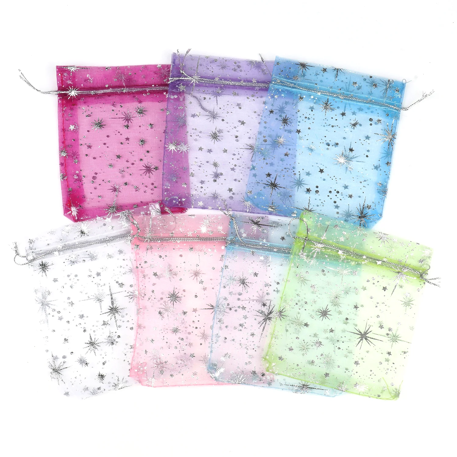 Top Trends: 50pc / lot 10x12cm Star Jewelry Packaging Display Pouches Organza Bags Adjustable Drawstring Bag For Wedding Christmas Gifts Pouch Shoppable Styles