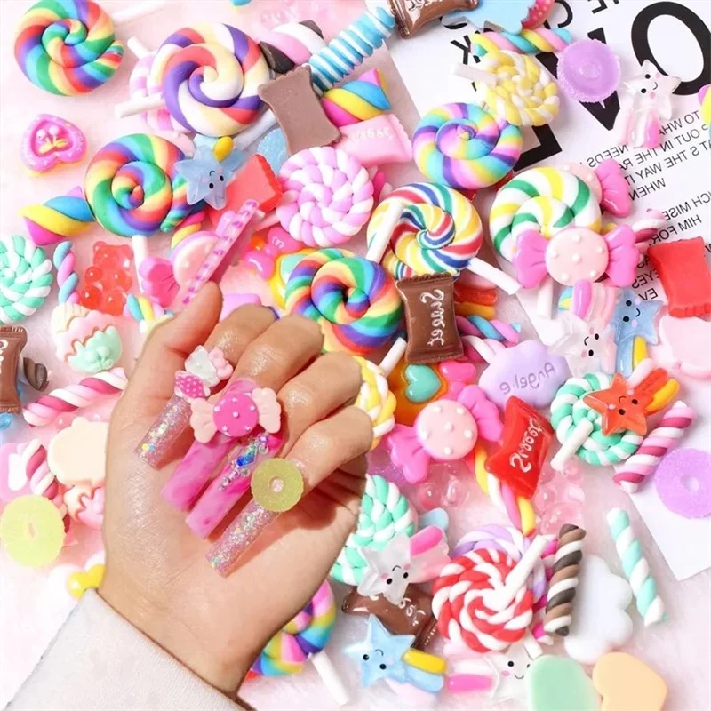 Top Trends: 30pcs Resin Nail Charms 3D Cute Bear Lollipop Candy Jewelry FOR Girls Nail Art Decoration Kawaii Accessories DIY Mnaicure Design Shoppable Styles - Image 6