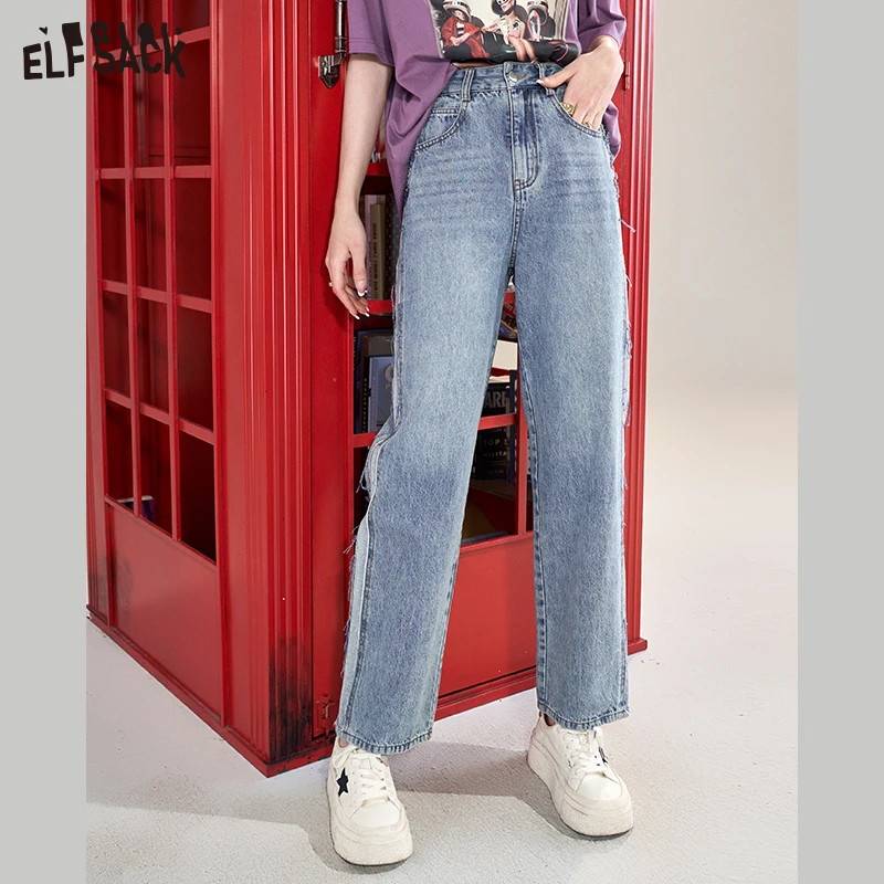 Top Trends: ELFSACK Vintage Straight Jeans Women 2023 Spring Loose High Waist Daily Trousers Shoppable Styles