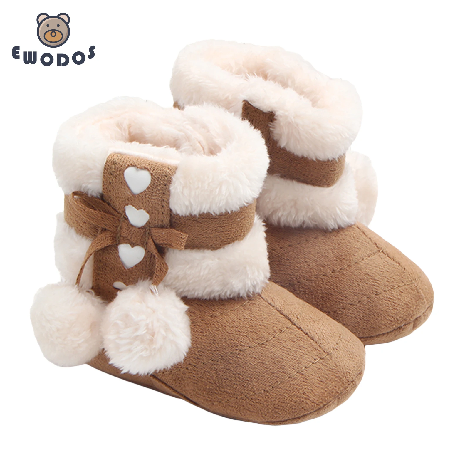 Top Trends: EWODOS Toddler Newborn Baby Girls Winter Warm Boots Cute Bow Plush Pom Snow Shoes Warm Baby Walking Shoes For Infant Girls Shoppable Styles