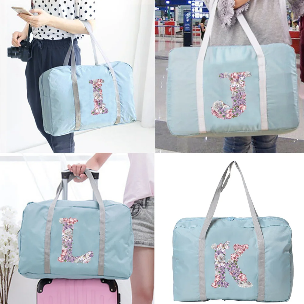 Top Trends: Portable Multi-function Portable Foldable Bag Ultra Light Rose Flower Letter Pattern Large Capacity Trolley Luggage Storage Bag Shoppable Styles