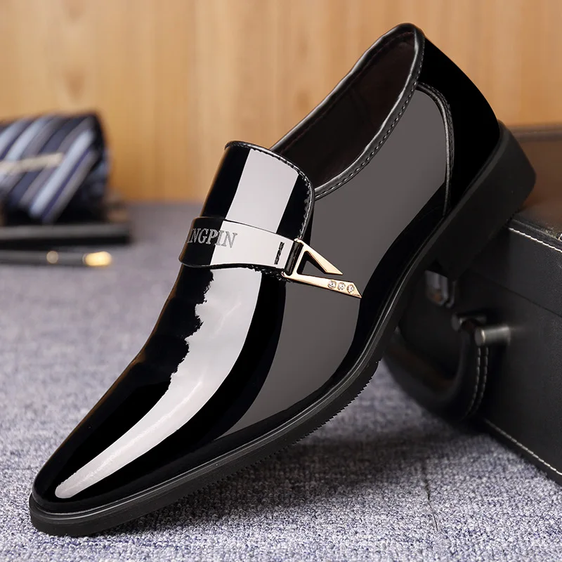 Top Trends: Men Dress Leather Shoes Slip On Patent Leather Mens Casual Oxford Shoe Moccasin Glitter Male Footwear Pointed Toe Shoes For Men Shoppable Styles