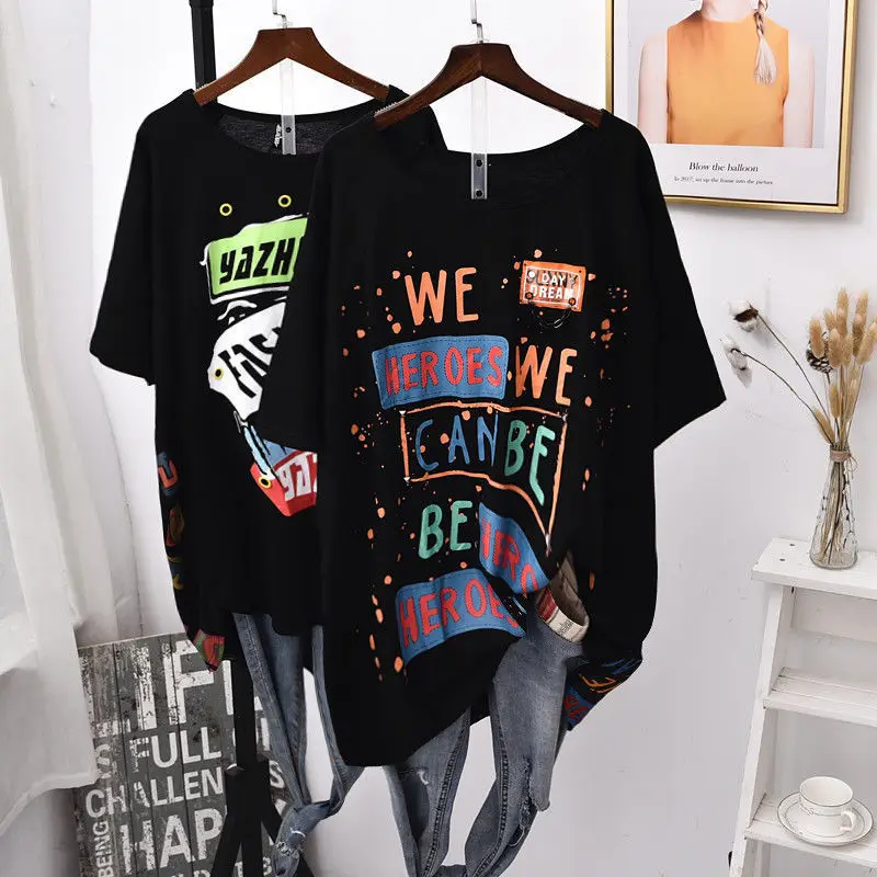 Top Trends: Summer New Letter Printing Loose Pullovers Short Sleeve O-Neck All-match T Shirt Tops Casual Fashion Trend Womne Clothing Shoppable Styles