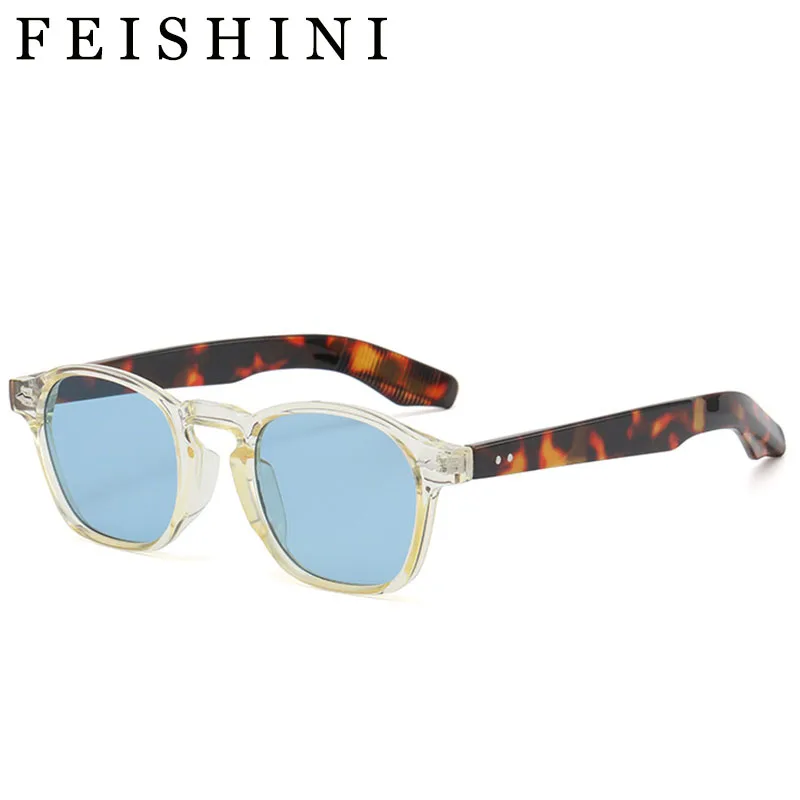 Top Trends: Feishini Oval Brand Designer Sunglasses Men Transparent Frames Quality Blue Fashion Rectangle Sunglass Women Vintage Eyewear Shoppable Styles