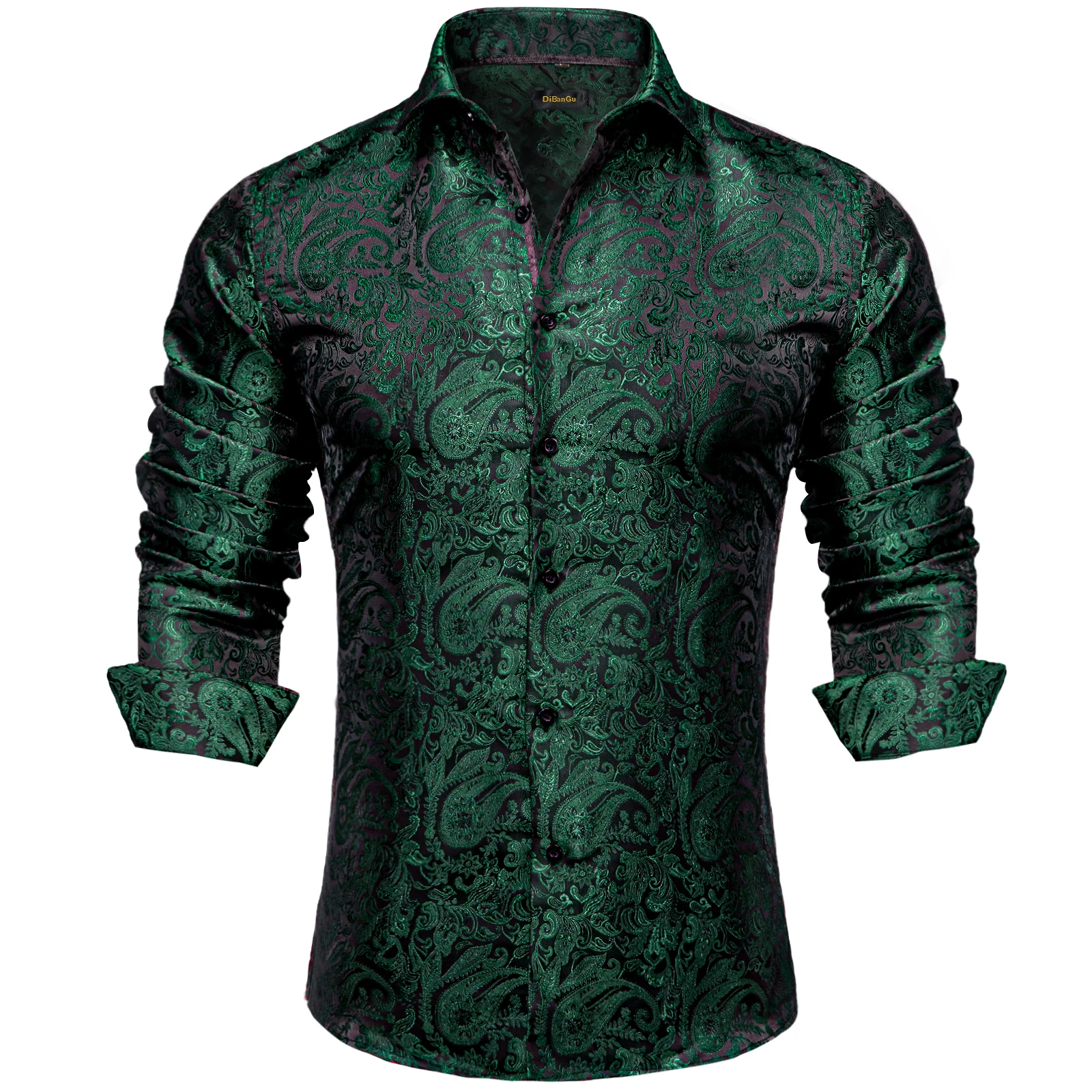 Top Trends: 2023 New Style Long Sleeve Shirts For Men Luxury Green Paisley Social Dress Shirt Brand Men Clothing DiBanGu Shoppable Styles