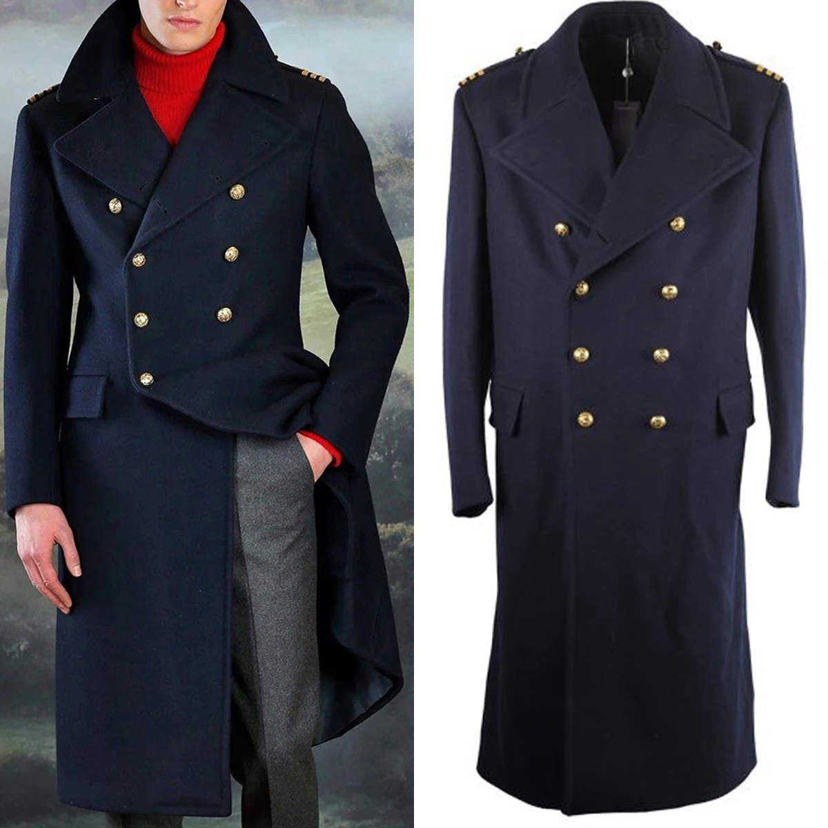 Top Trends: Men Woolen Male Jacket Winter Solid Color Double-Breasted Long Business Coat Jacket Only Overcoat Custom Made Shoppable Styles