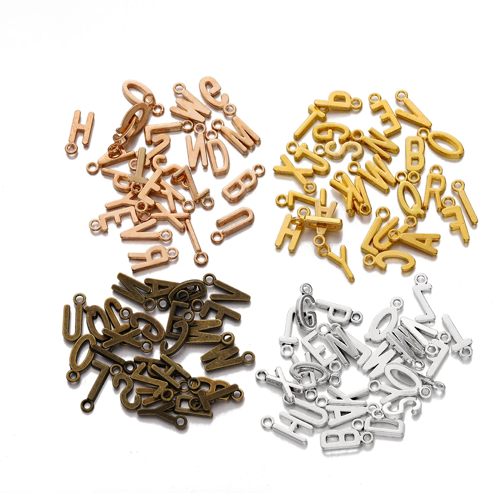 Top Trends: 26 / 30Pcs 7x16mm Vintage Alloy Alphabet A-Z Letters Charms Handmade Pendant For DIY Bracelet Necklace Jewelry Making Accessories Shoppable Styles