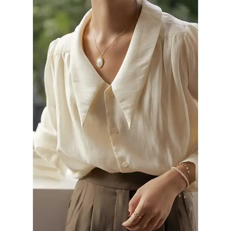 Top Trends: Deeptown Vintage Elegant Chiffon Blouses Women Old Money Style Shirts Puff Sleevs Chic V-neck Office Wear Casual Sexy Mesh Tops Shoppable Styles