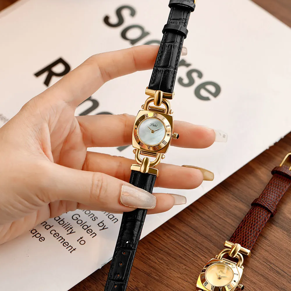 Top Trends: Woman Watch Fashion Retro Quartz Watch Genuine Leather Belt Waterproof Square Case Japanese Movement Ladies Watch For Schoolgirl Shoppable Styles - Image 4