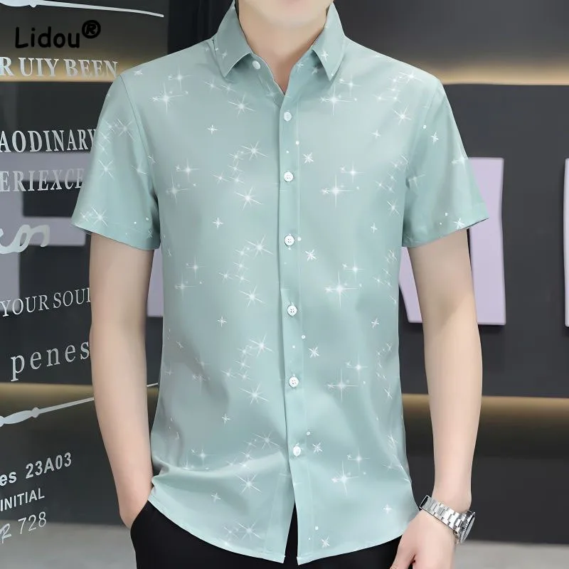 Top Trends: 2023 Male Clothes Casual Fashion Printed Polo-Neck Shirt Summer Korean Short Sleeve Loose Trend Single-breasted Men&#039;s Shirt Shoppable Styles