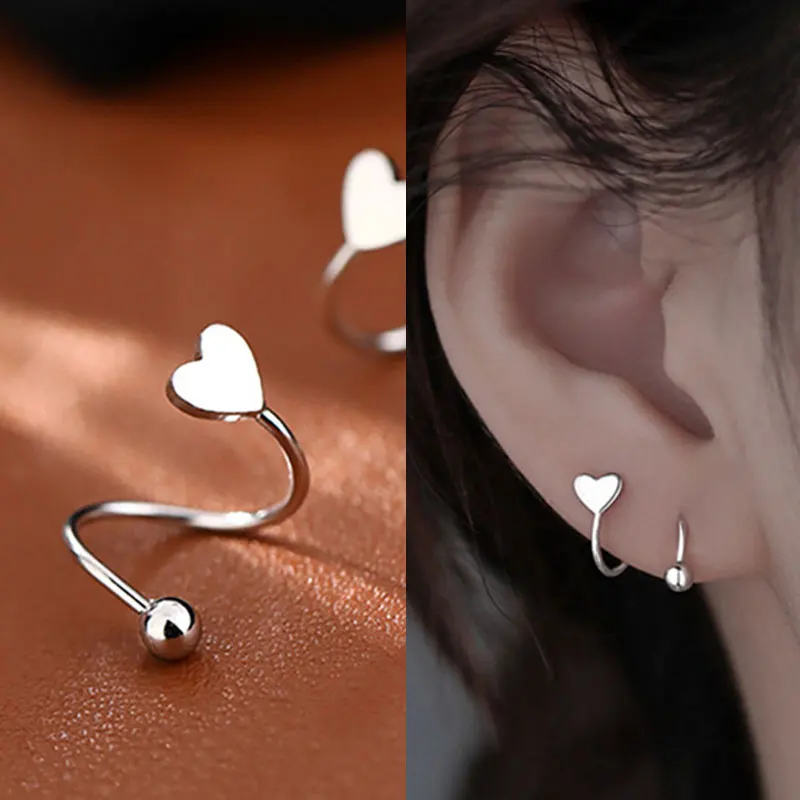 Top Trends: 2Pcs Stainless Steel Piercing Screw Ball Star Heart Ear Bone Rotating Wave Mini Stud Earrings For Women Personality Adjustable Shoppable Styles