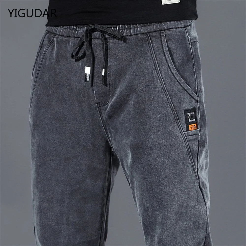 Top Trends: 2022 New Hip Hop Harem Jeans Pants Men Loose Joggers Denim Casual Sweatpants Korea Ankle Length Trousers Streetwear Male Clothes Shoppable Styles