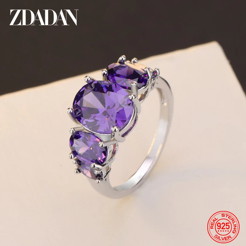 Top Trends: ZDADAN 925 Sterling Silver Amethyst Finger Ring For Women Fashion Wedding Jewelry Gifts Shoppable Styles