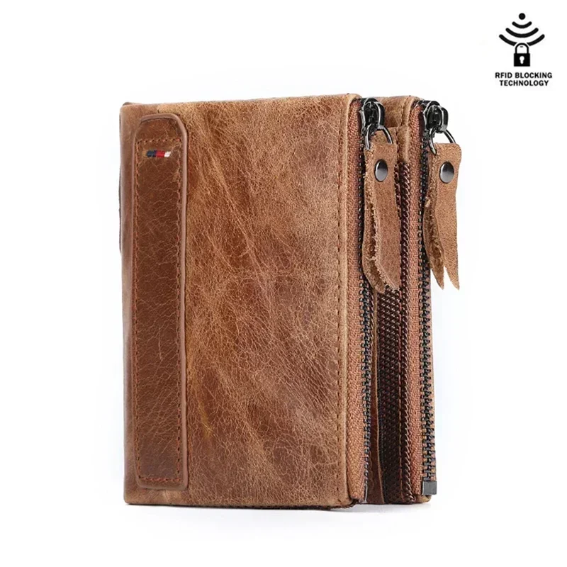 Top Trends: 2023 New HOT Rfid Cowhide Genuine Leather Men Wallet Short Coin Purse Small Vintage Wallets Brand High Quality Designer Holder Shoppable Styles - Image 2