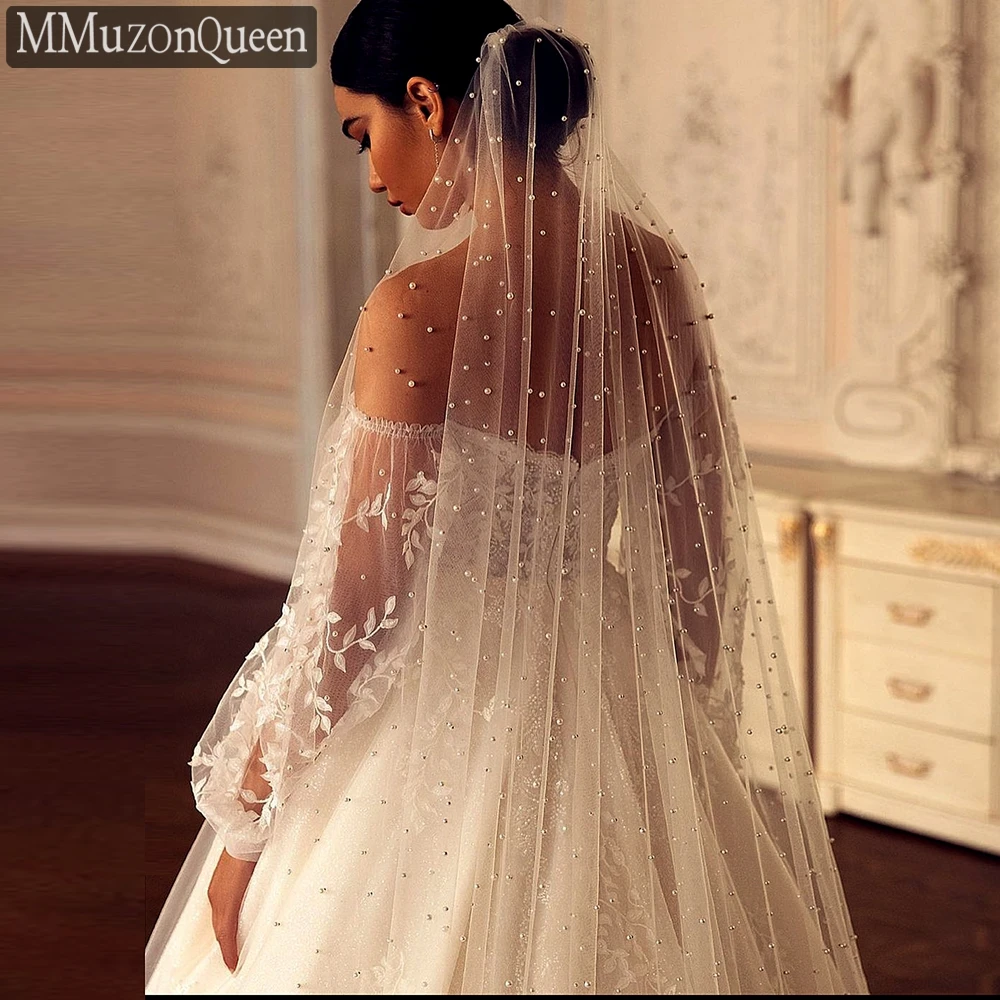 Top Trends: MMQ M61 Elegance Beaded Wedding Veil 1 Tier Solf Tulle Yarn Off-White Bridal Veil With Comb Wedding Party Accessories Shoppable Styles