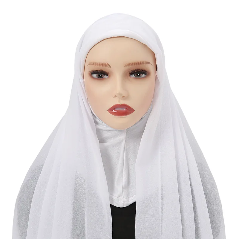 Top Trends: Plain Bubble Chiffon Instant Hijab With Modal Inner Cap Jersey Hijabs Woman Veil Muslim Soft Islamic Scarf Cover Bonnet Headband Shoppable Styles - Image 6