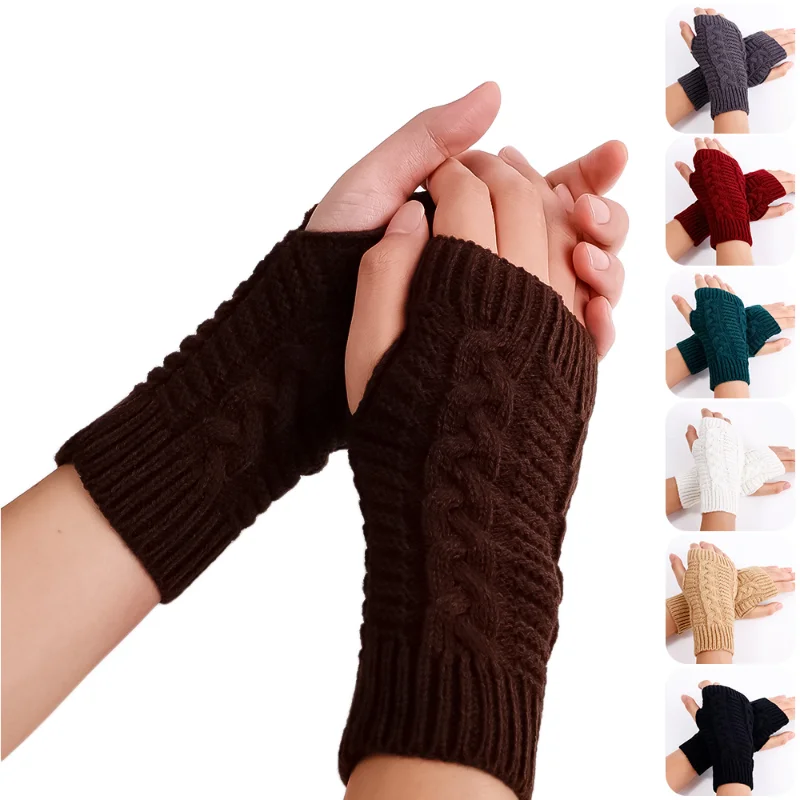 Top Trends: New Long Fingerless Knitted Gloves Women‘s Mitten Winter Arm Warmer Arm Sleeve Casual Soft Girls Goth Clothes Punk Gothic Glove Shoppable Styles - Image 3