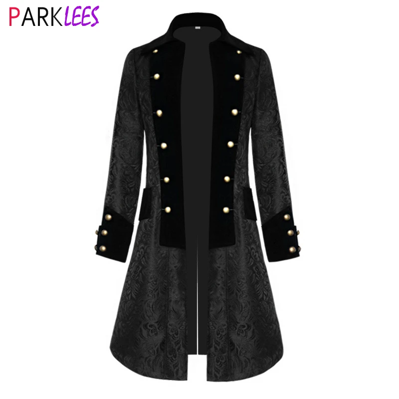 Top Trends: Mens Floral Jacquard Velvet Steampunk Gothic Tailcoat Jacket Renaissance Pirate Vampire Jackets Men Vintage Victorian Frock Coat Shoppable Styles