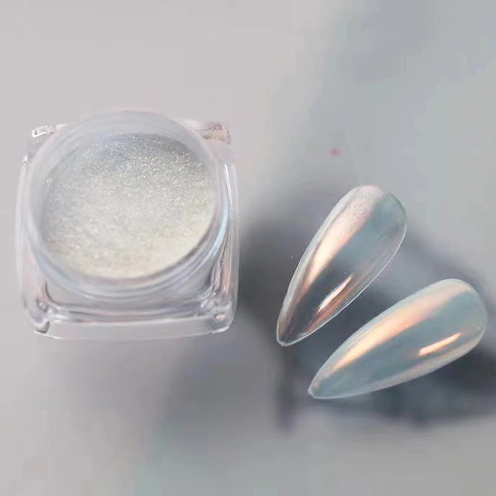 Top Trends: White Chrome Powder Pearl Shimmer Chrome Powder With Mirror Effect Pearl Effect Chrome Glazed Donut Nail Chome Pigment Decor Shoppable Styles - Image 5