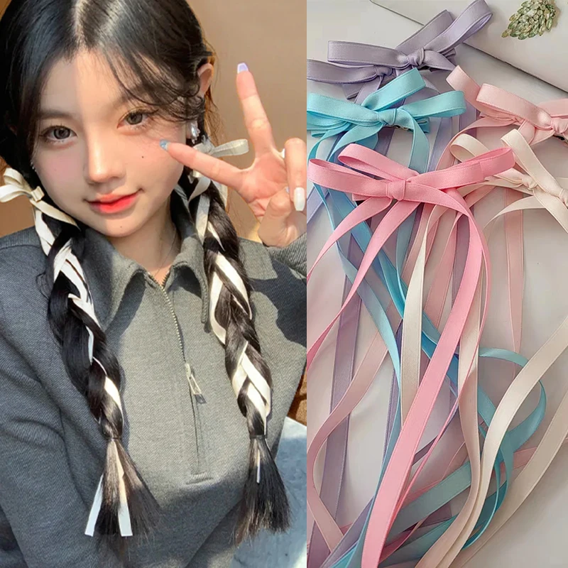 Top Trends: 2pcs Ribbon Long Bow Hair Claw Side Clips For Women Girls Kids Child Hairpin Gift Party Hair Accessories Headwear Ornament Shoppable Styles - Image 2