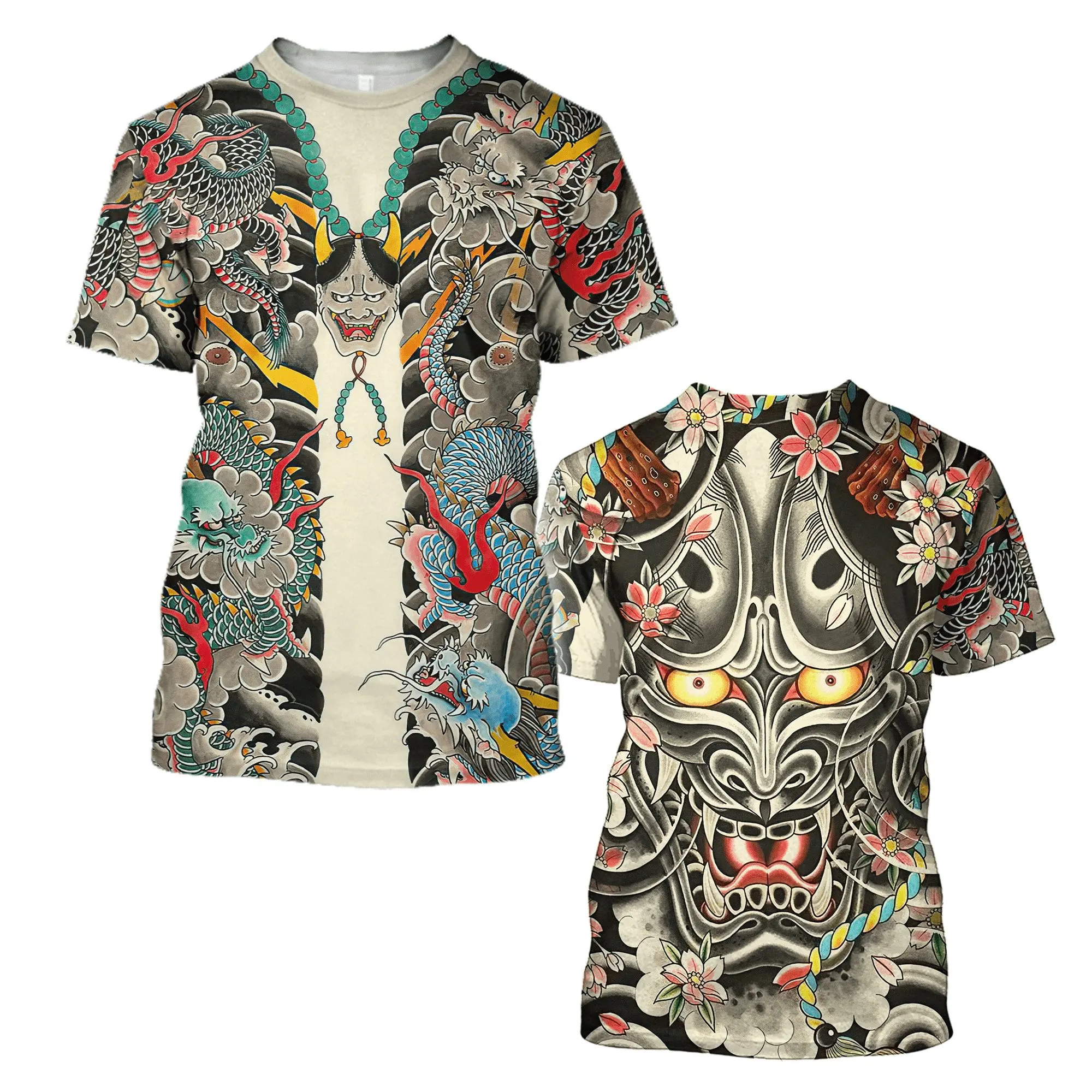 Top Trends: Japanese Harajuku Printing T Shirt For Men Fashion Samurai Mask Graphic T Shirts Summer Leisure O-neck Pullover Oversized Tops Shoppable Styles