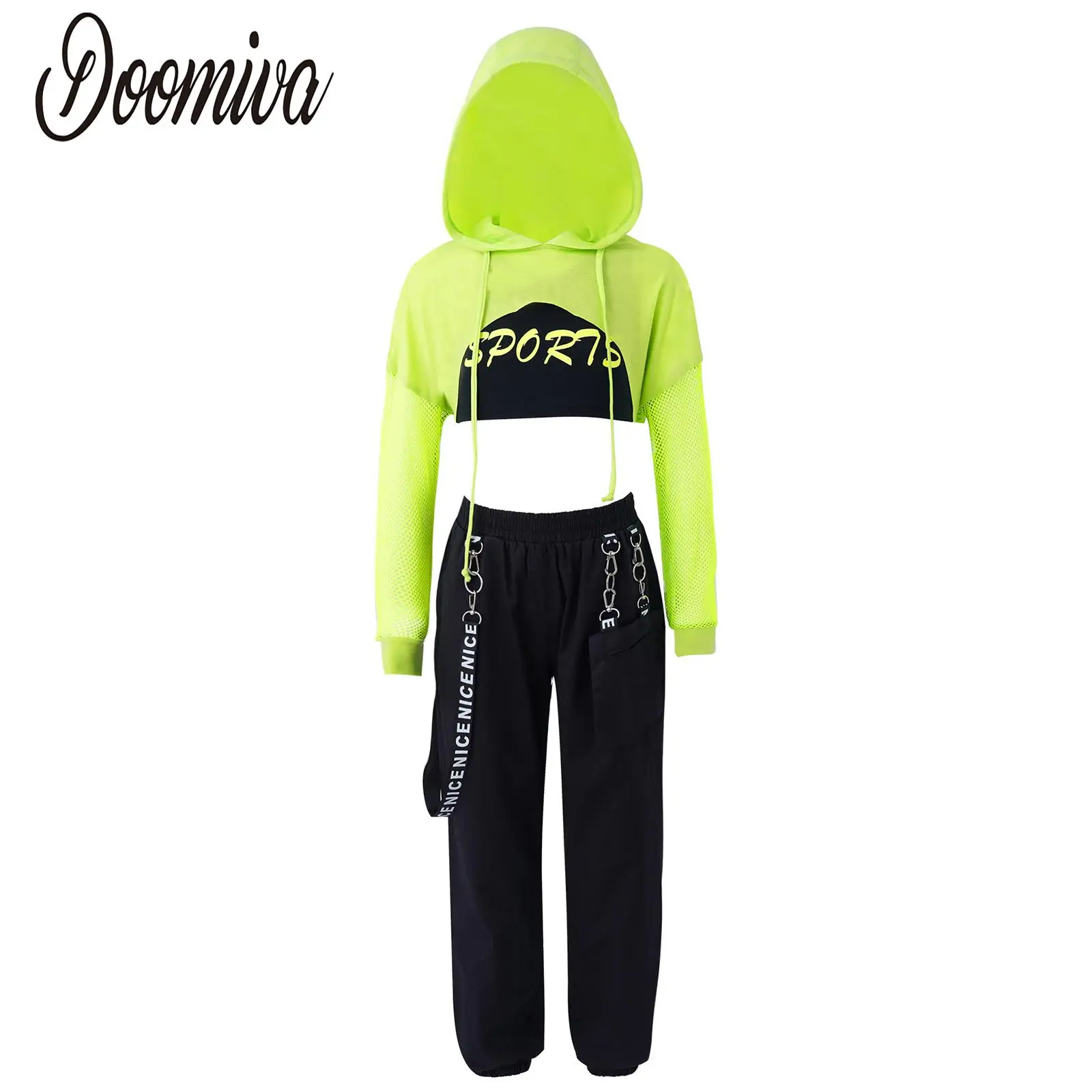 Top Trends: Girls Hip Hop Dance Sports Sets Kids Hooded Net Cover Up Crop Tops Vest And Pants Suit Fashion Jazz Modern Street Dance Costumes Shoppable Styles