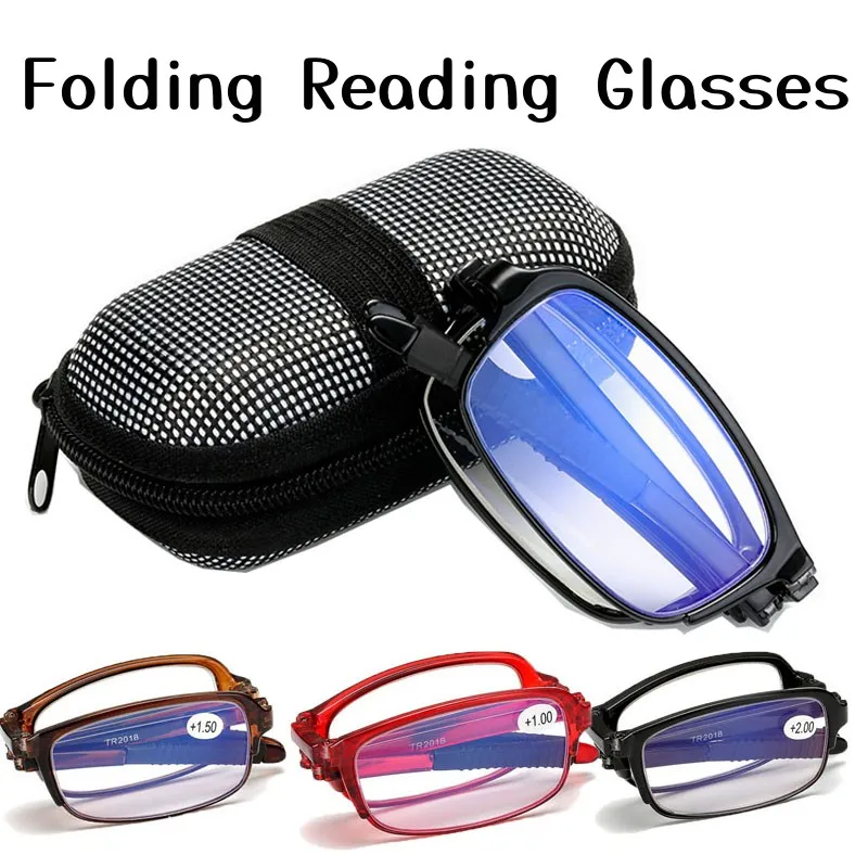 Top Trends: Blue Light Blocking Folding Reading Glasses With Box Ultralight TR Frame Foldable Eyeglasses Men Women Retro Presbyopia Eyewear Shoppable Styles