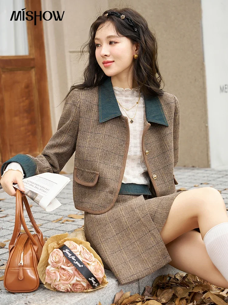 Top Trends: MISHOW Fashion Retro Plaid Suit For Women 2023 Autumn Wool Jacket Pleated Skirt Two-piece Sets Separately Office Lady MXC47W0154 Shoppable Styles