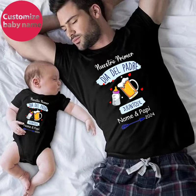 Top Trends: New Custom Name Father's Day Family Matching Outfits Daddy T-shirts Baby Bodysuits Family Clothes Personalized Fathers Day Gift Shoppable Styles