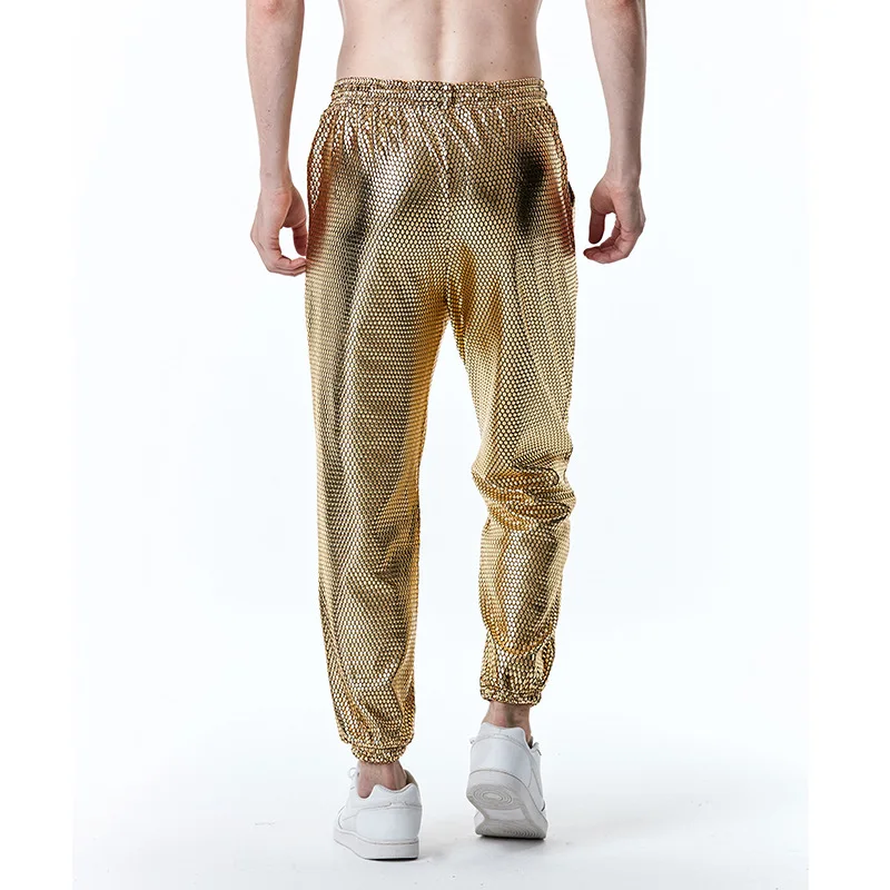 Top Trends: Mens Metallic Shiny Gold Fish Scales Jogger Sweatpants 70s Disco Dance Harem Pants Men Nightclub Stage Party Streetwear Trousers Shoppable Styles - Image 3