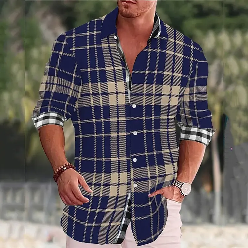 Top Trends: Plaid Shirts For Men Long Sleeve Shirts 3d Print Clothing Fashion Men's Shirts Blouses High Quality Lapel Tops Versatile Clothes Shoppable Styles