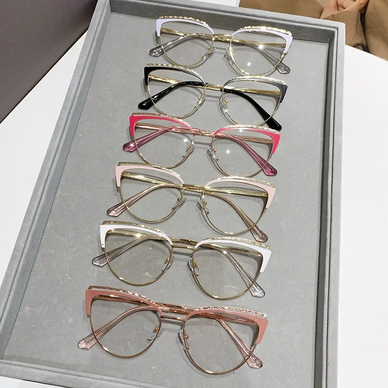 Top Trends: 2024 Anti-blue Light Women Cat Eye Eyewear Luxury Metal Frame Oversized Optical Spectacle Eyeglasses Female Vintage Glasses Shoppable Styles