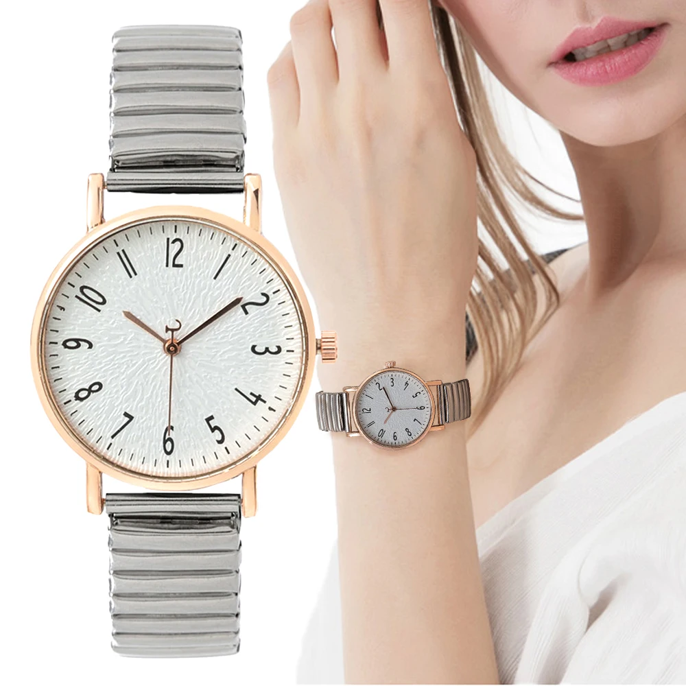 Top Trends: Women's Fashion Simple Digital Design Quartz Watch Casual Stainless Steel Stretch Buckleless Strap Ladies Clock Dress Watches Shoppable Styles