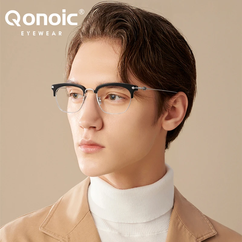 Top Trends: QONOIC Pure Titanium Glasses Frame Men Square EyewFrames Square Myopia Prescription Eyeglasses Frames 2023 New Full Optical Eyew Shoppable Styles - Image 2