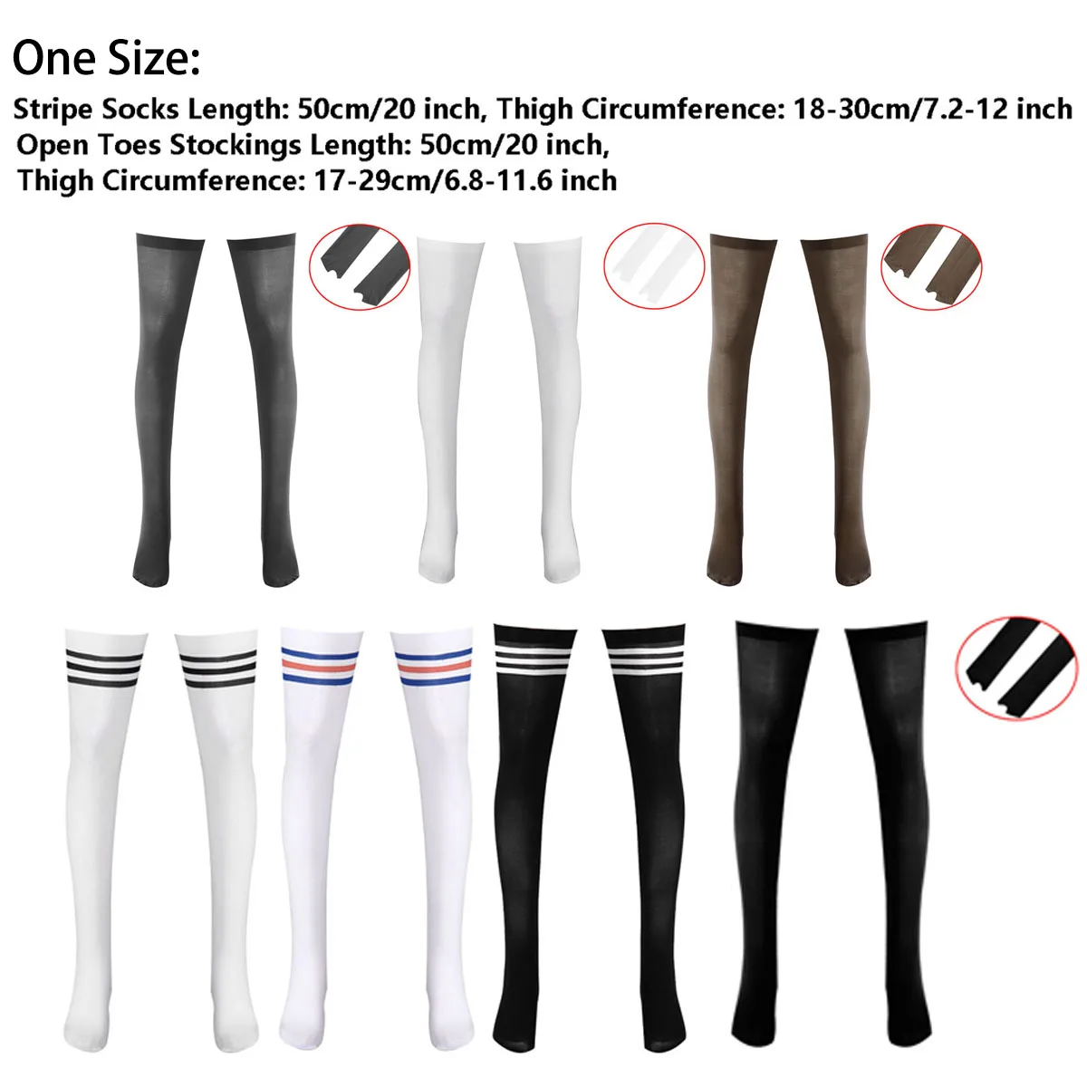 Top Trends: Men Women Striped Long Tube Socks Athletic Over Knee Open Toes Stocking See-though Thin Soccer Football Running Sock Shoppable Styles - Image 4