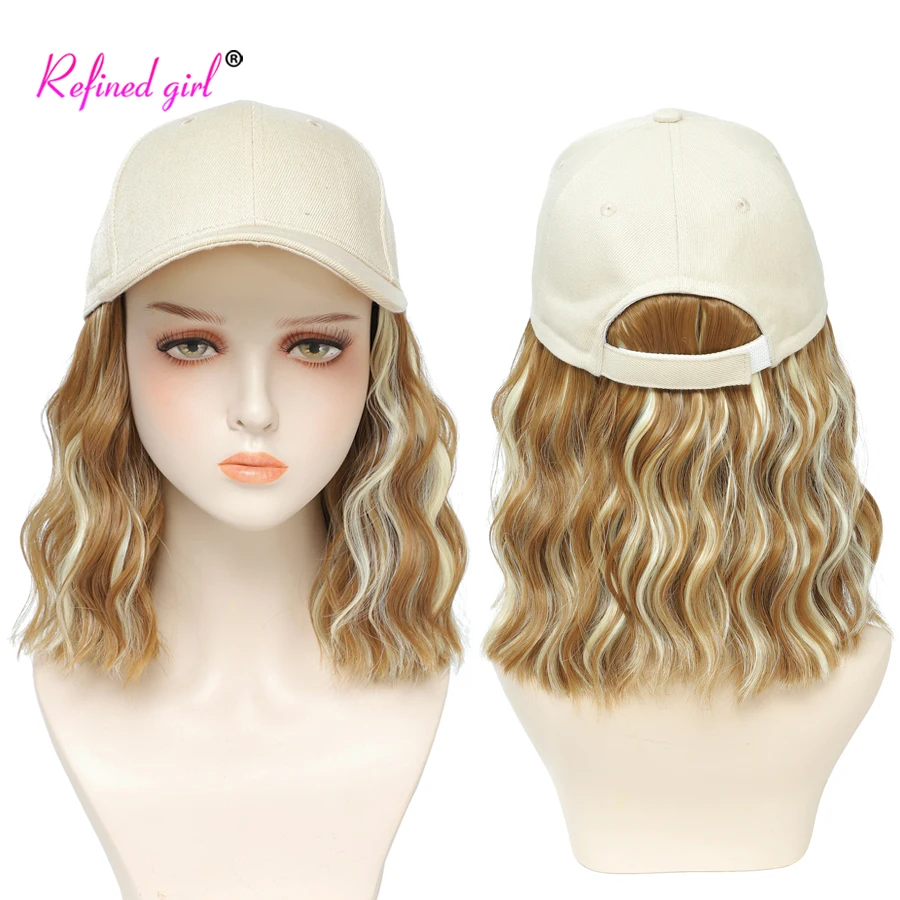 Top Trends: Short Hat Wig Baseball Cap With Natural Wave Hair Extensions Synthetic Wig For Women Adjustable White Black Pink Baseball Wig Shoppable Styles