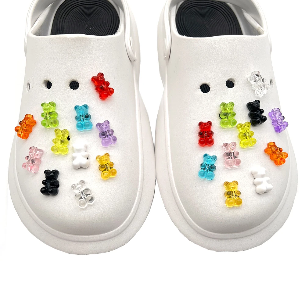 Top Trends: 1-22Pcs Cute Crystal Bear Shoe Button Charms Kids Shoe Buckle Accessories For Wristband Shoe Decorations Gifts Shoppable Styles