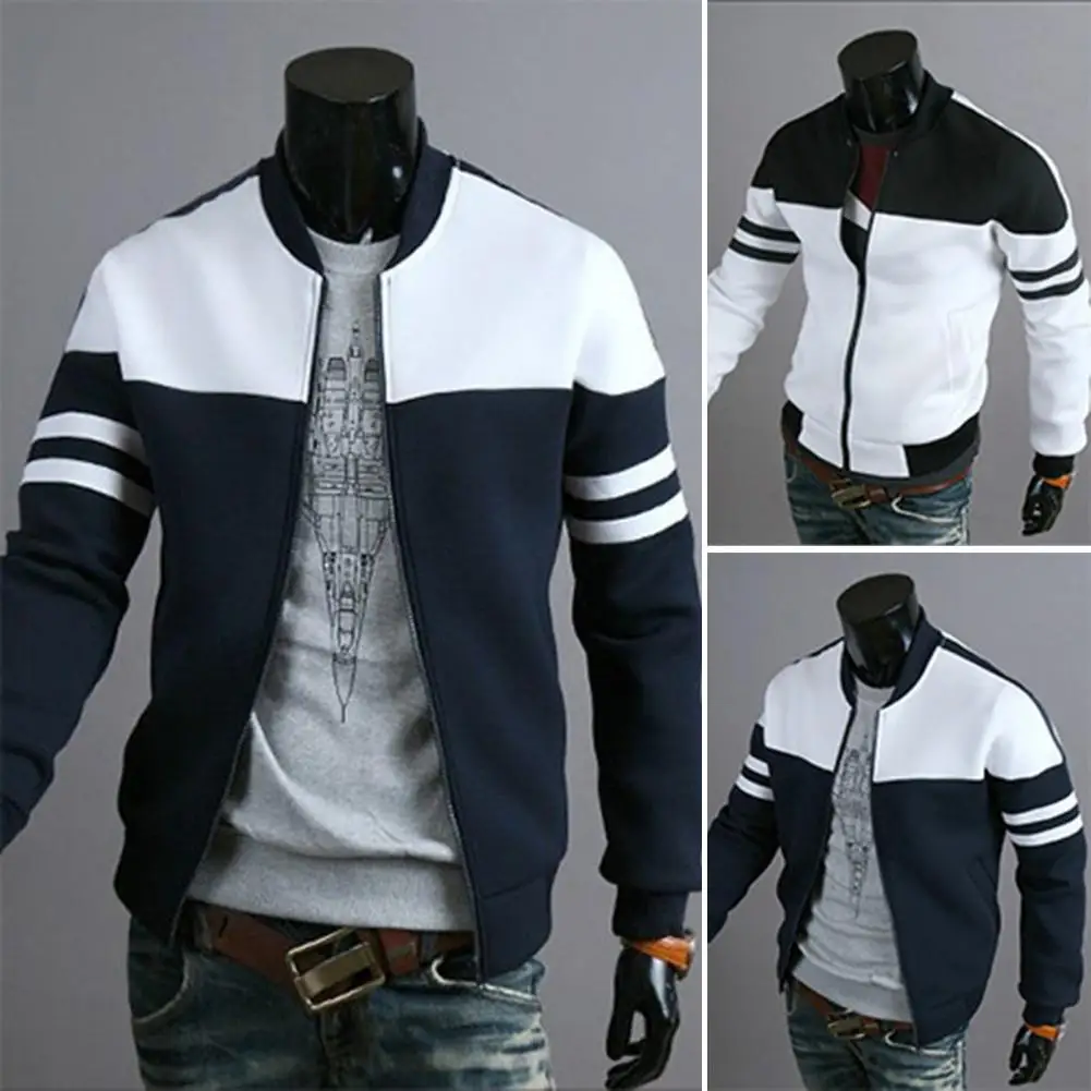 Top Trends: Men Autumn Coat Chic Zipper Elastic Cuff Zip Up Warm Men Fall Jacket For Home Men Fall Jacket Men Autumn Coat Shoppable Styles