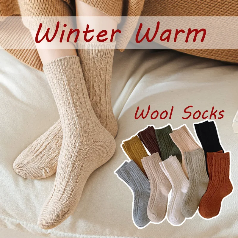 Top Trends: New Arrival Winter Warm Women Socks Thicker Wool Socks Casual Cashmere Twist Kawaii Socks Solid Color Thermal Girl Long Socks Shoppable Styles