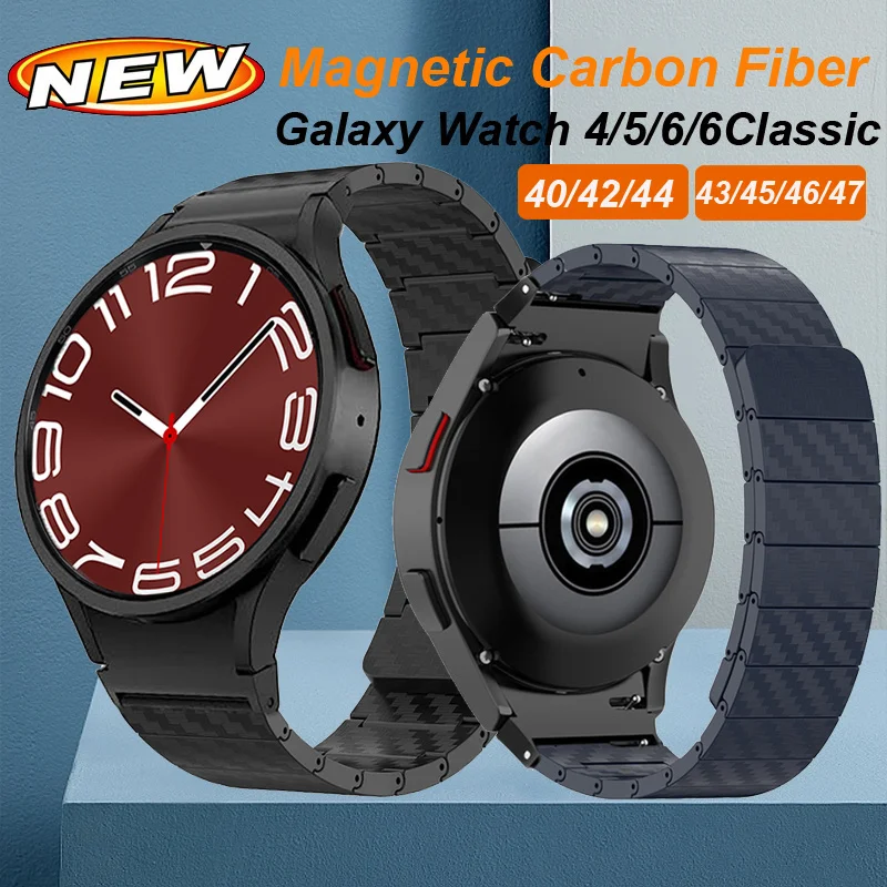 Top Trends: Magnetic Carbon Fiber Strap For Samsung Watch 6 5 4 5Pro 45mm 40 44mm No Gaps Bracelet Galaxy Watch 4 / 6Classic 43mm 47mm 42 46mm Shoppable Styles