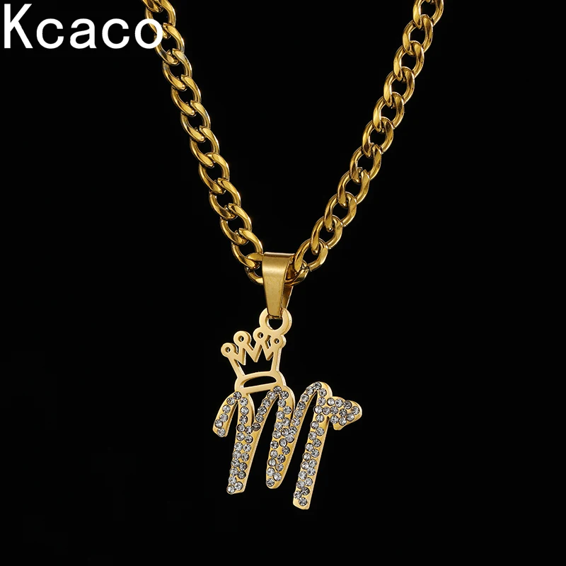 Top Trends: Custom Crystal Name Crown Necklaces Personalized 5mm Cuban Chain Zircon Pendant Stainless Steel Thick Chain For Women Men Gift Shoppable Styles